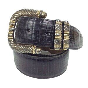 Brighton Ladies Belt Size Medium Brown Reptile Textured Leather Vtg 90s USA